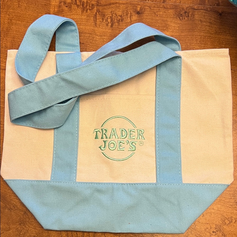 Trader Joe's Blue and Cream Tote Bag